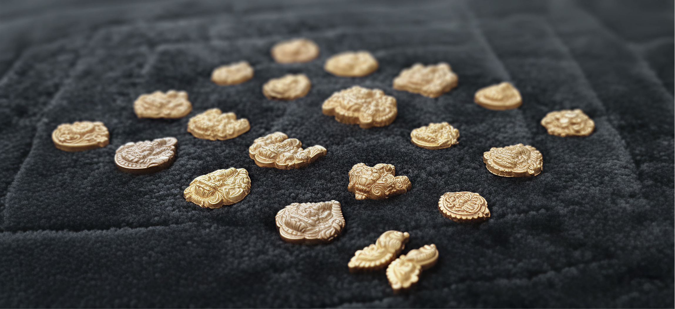 Gold coins macro close-up