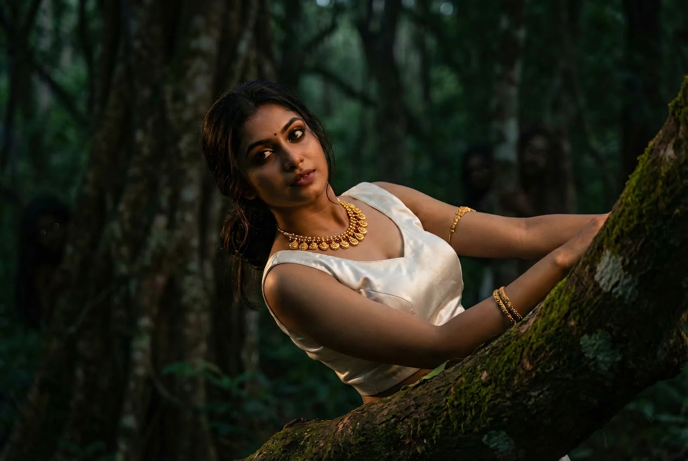 Woman adorned in layered temple gold