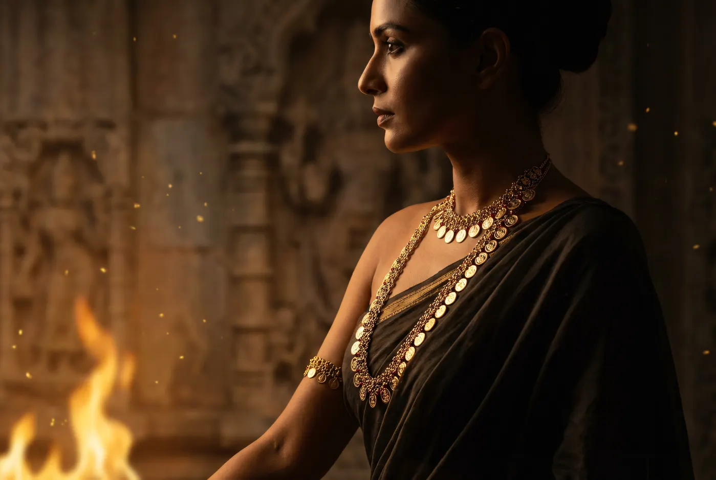 Sacred temple gold with divine fire