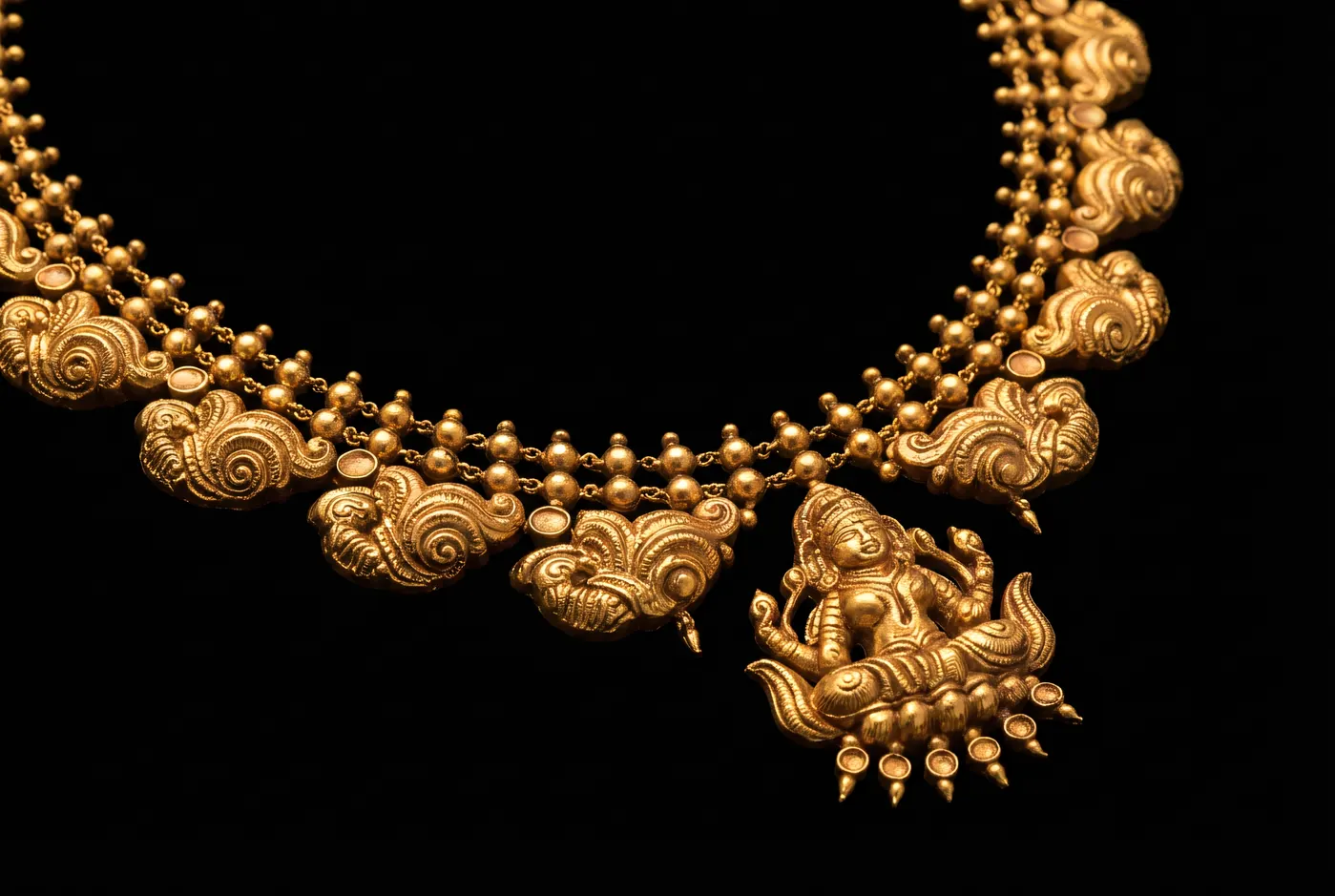 Nakshi temple necklace macro detail