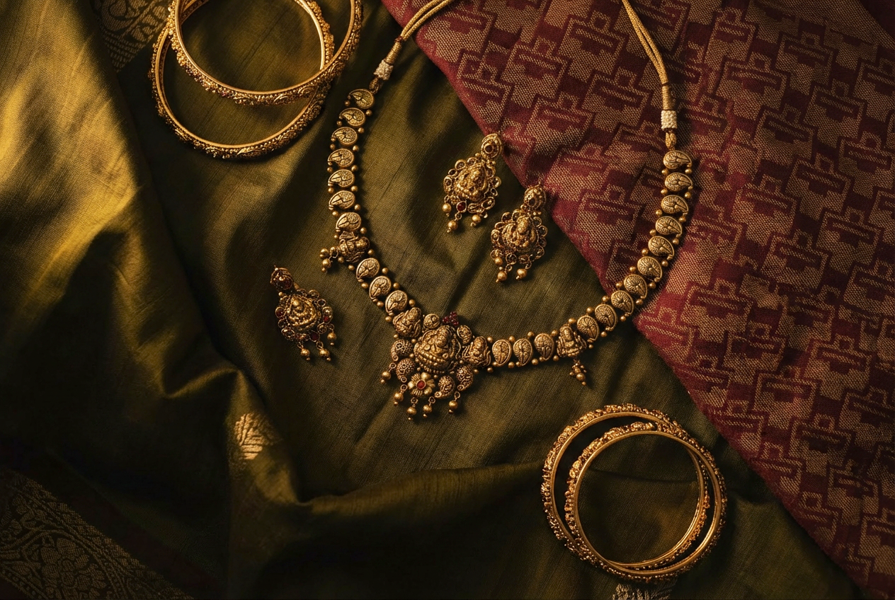 Lakshmi Haar bridal set on silk